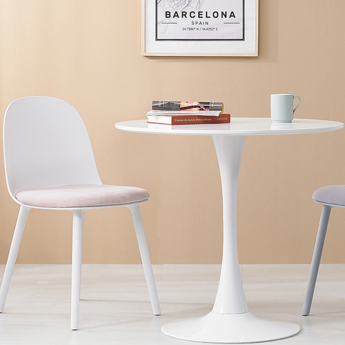 카페 원형 식탁 테이블 라운드 탁자 화이트 2인 800