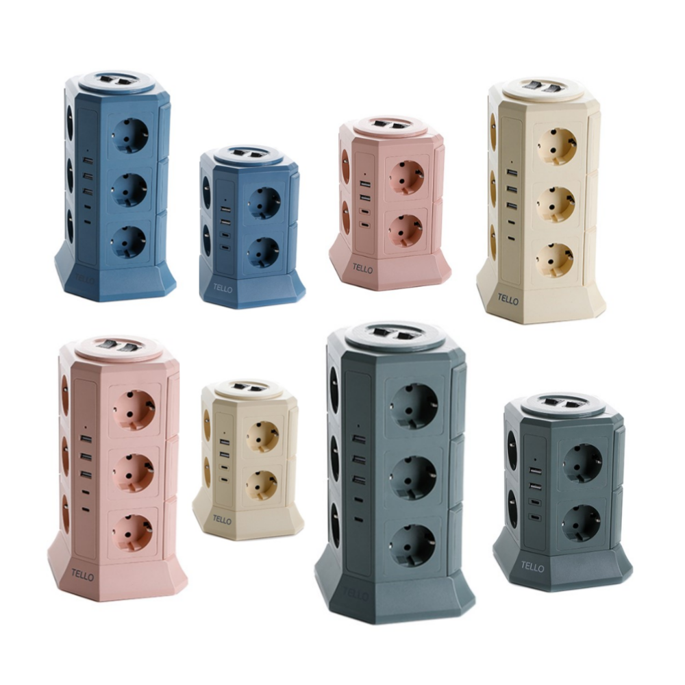 텔로 컬러 12구 에디션 USB C타입 충전기  타워 멀티탭 큐브 콘센트