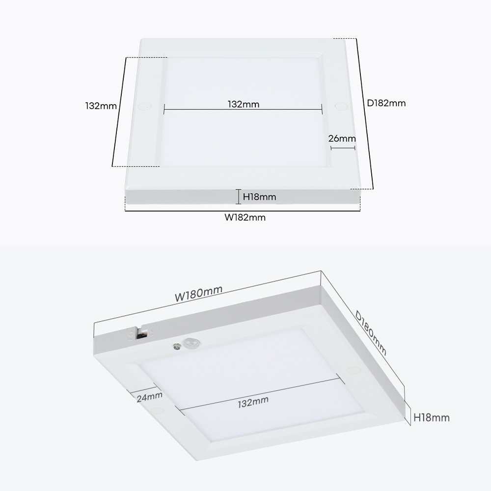 LED직부등 센서등 더 쎈 슬림엣지 18cm 사각 12W 복도 계단 베란다 현관 천장조명 - 상세 이미지 2