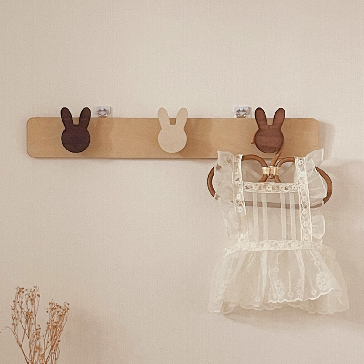 아카시아봉봉 아기방 벽행거 아기원목 옷걸이 벽걸이 자작나무 동물모양 우드후크 - 상품 이미지