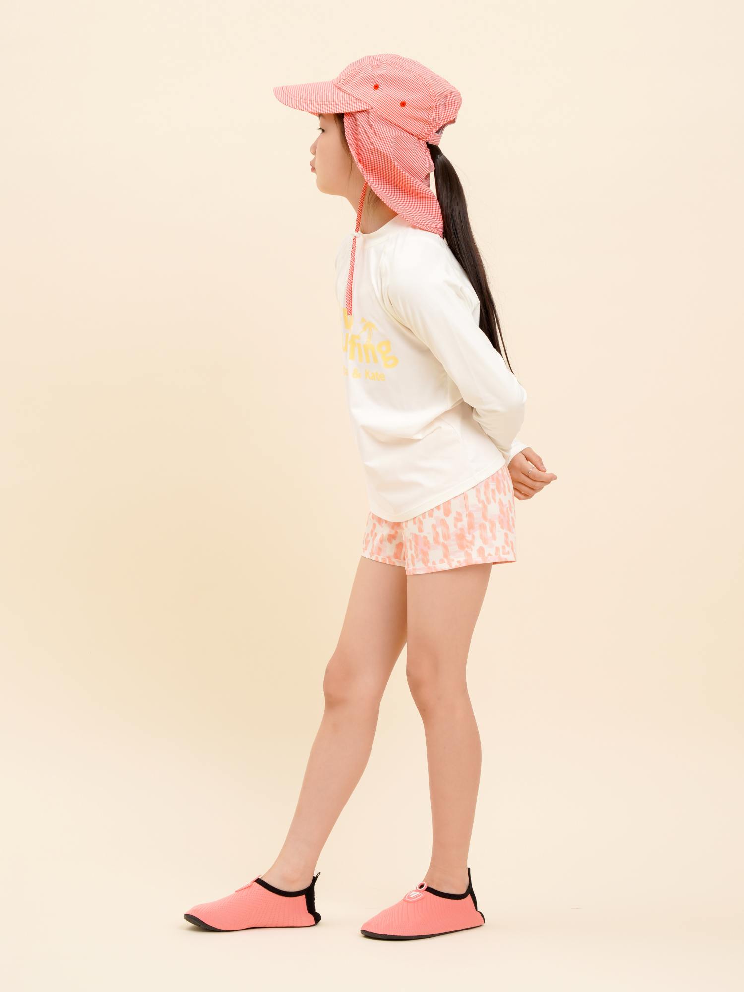 데이빗앤케이트 주니어 초등학생 여아 수영복 래쉬가드 플랩캡 세트 Ivory Ivory - 상세 이미지 4