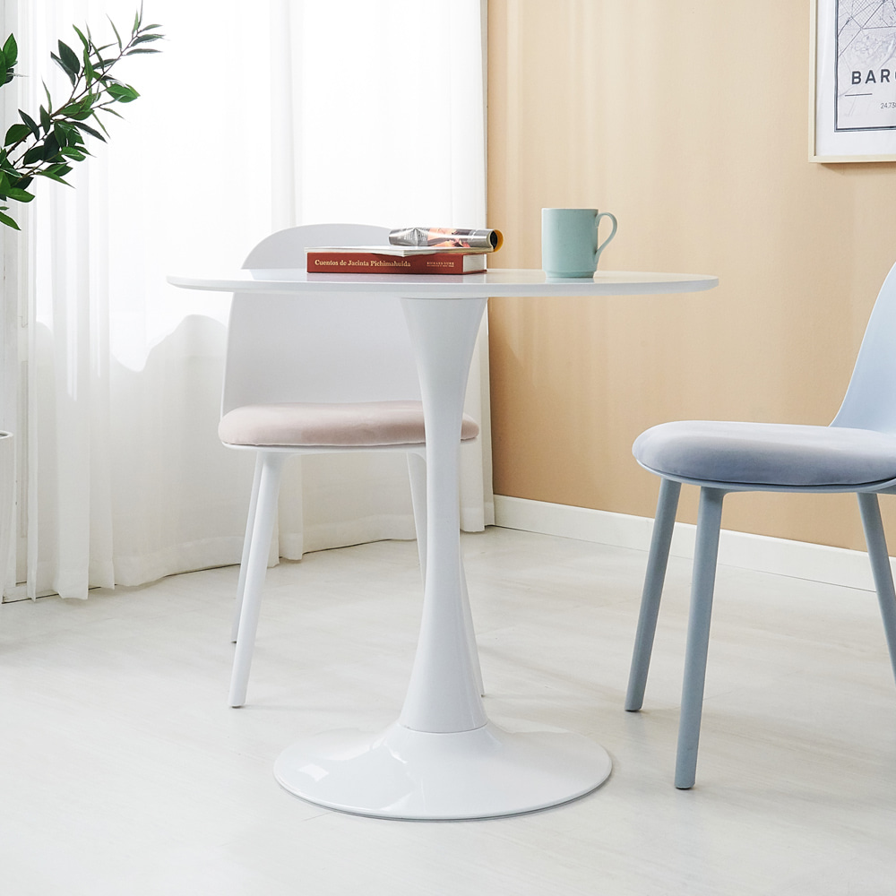 카페 원형 식탁 테이블 라운드 탁자 화이트 2인 800 - 상세 이미지 2