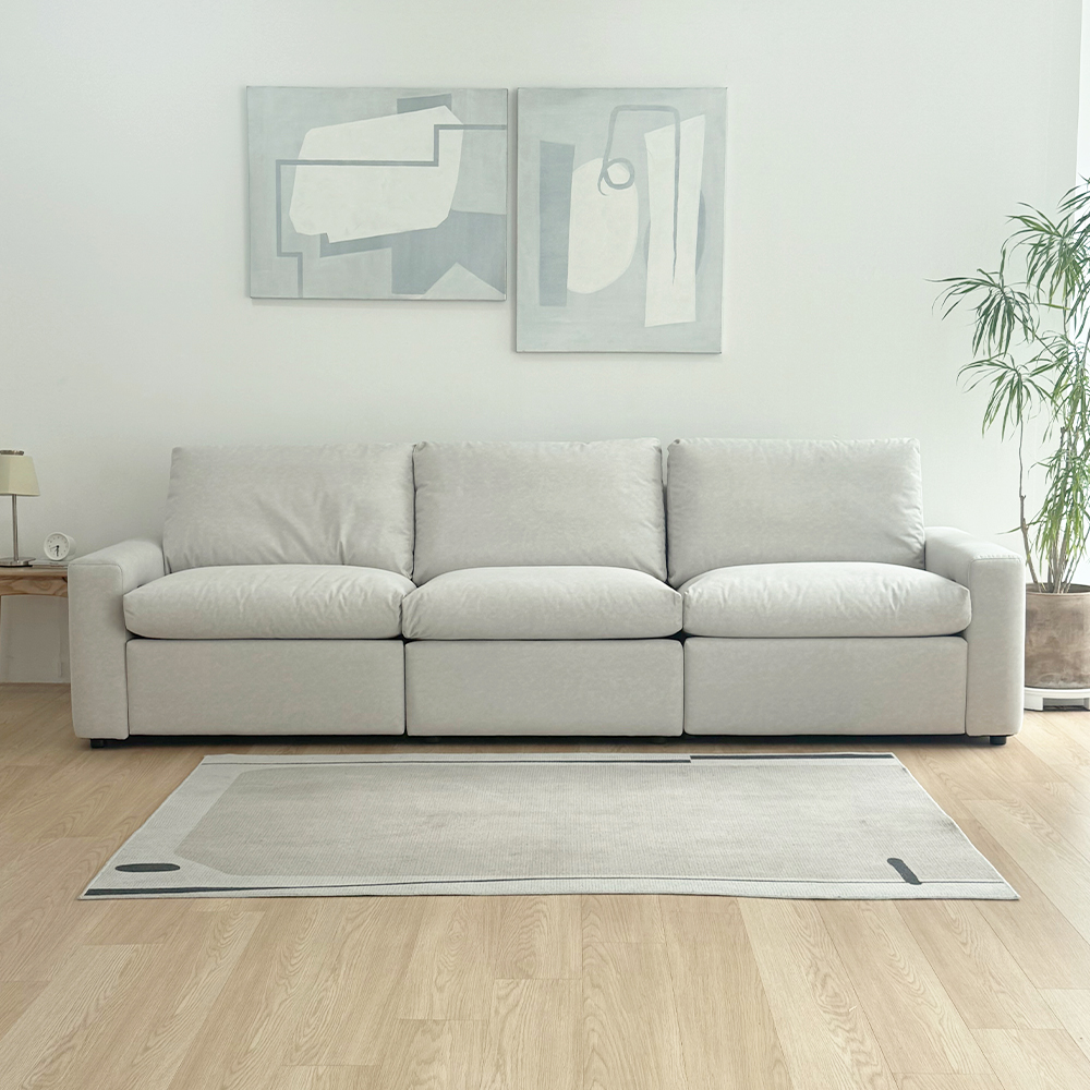 마시멜로우 4인용 기능성 이지클린 발수 에코브릭 패브릭 전동 리클라이너