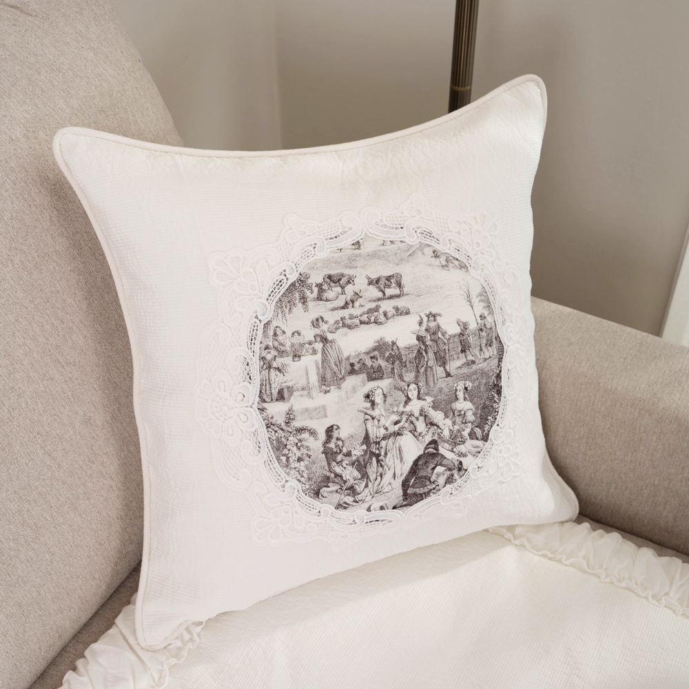 마벨로제 루시앙 뜨왈 인견 사각 침대 쿠션커버 쇼파 쿠션 40x40