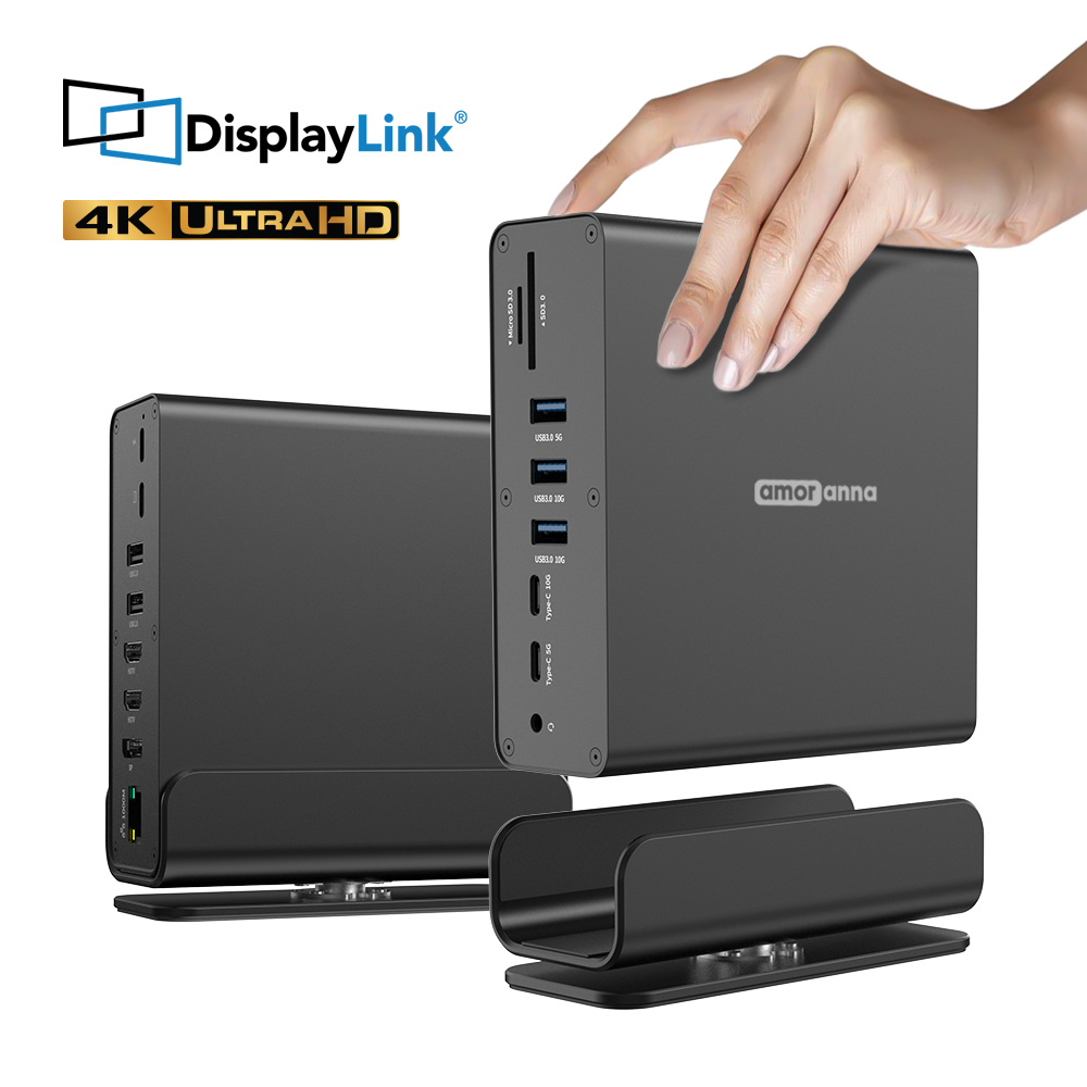 아모란나 디스플레이링크 맥북 도킹스테이션 트리플모니터 듀얼모니터 15in1 C타입 멀티허브