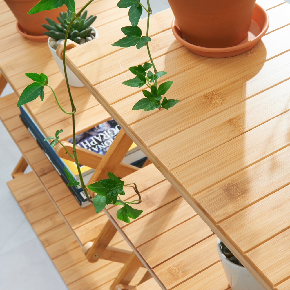 캠핑 원목 테이블 선반 접이식 우드쉘프 4단 네추럴