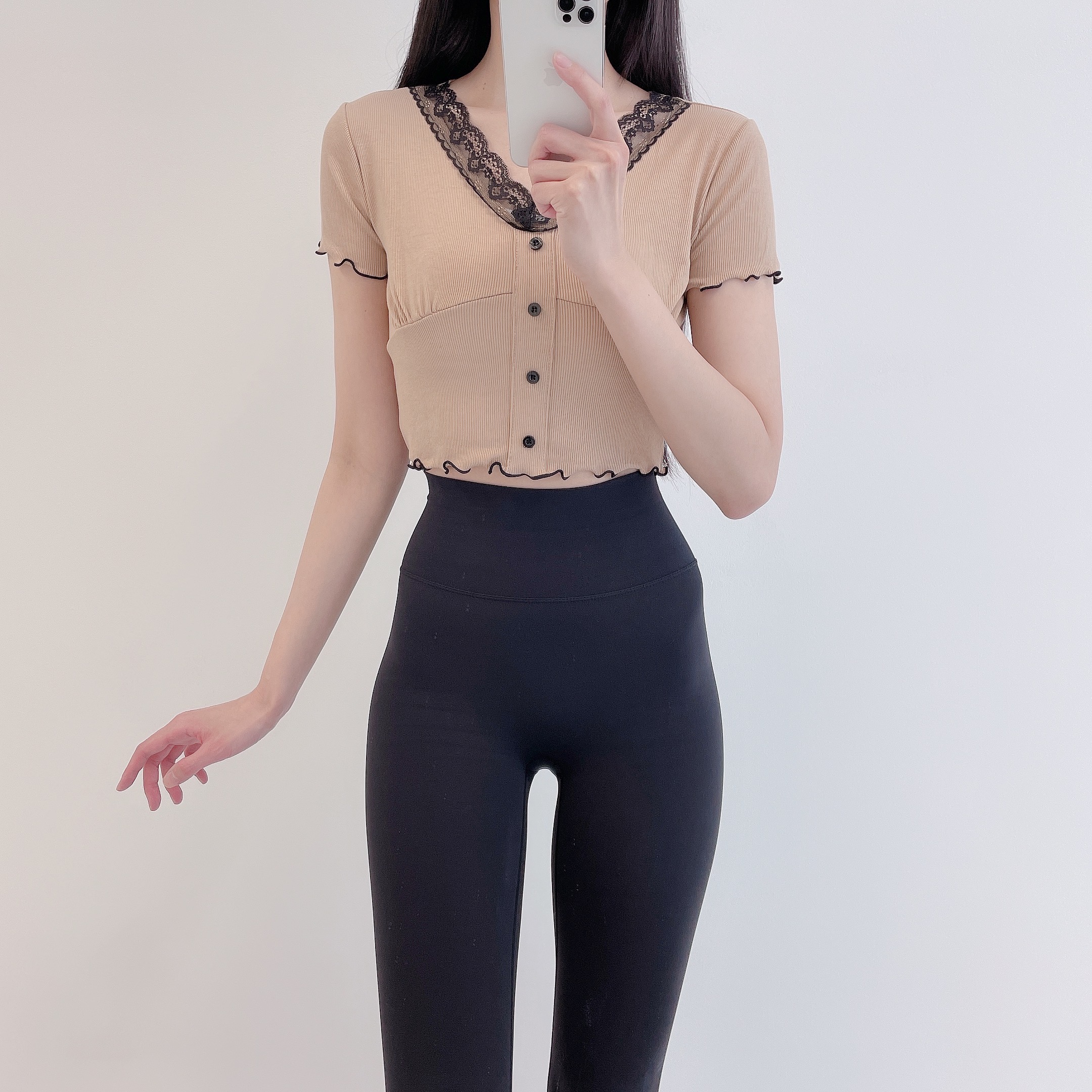 로라벨 플루 필라테스복 여성 요가복 필라테스 요가 상의 티셔츠 운동복 커버업 크롭 반팔 - 상세 이미지 3