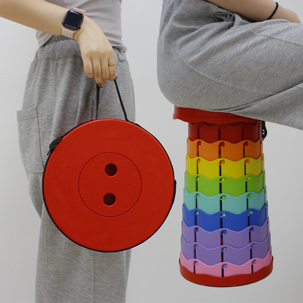 레인보우 무지개 폴딩의자 간이의자 높이조절 휴대용 아코디언 캠핑 발받침 45cm - 상세 이미지 3