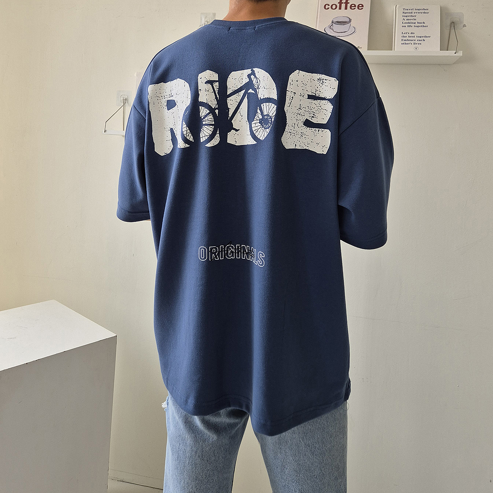 남자 오버핏 반팔티 면 나염 프린팅 여름 커플 반팔티