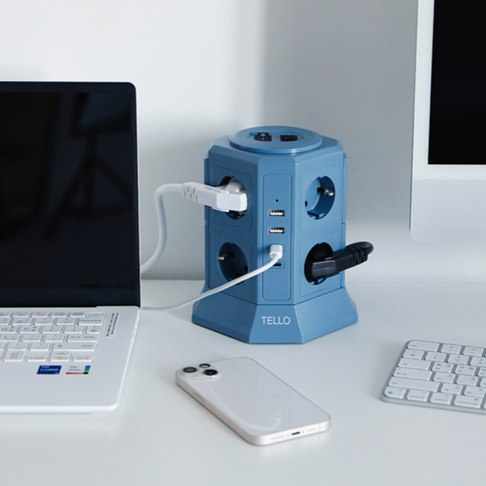 텔로 컬러 12구 에디션 USB C타입 충전기  타워 멀티탭 큐브 콘센트