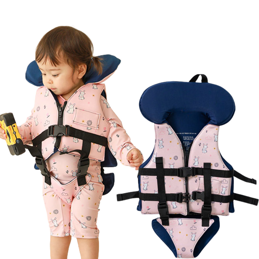 유아 아기 네오플랜 수영조끼 아동 부력보조복 후두부 보호 토끼 조끼