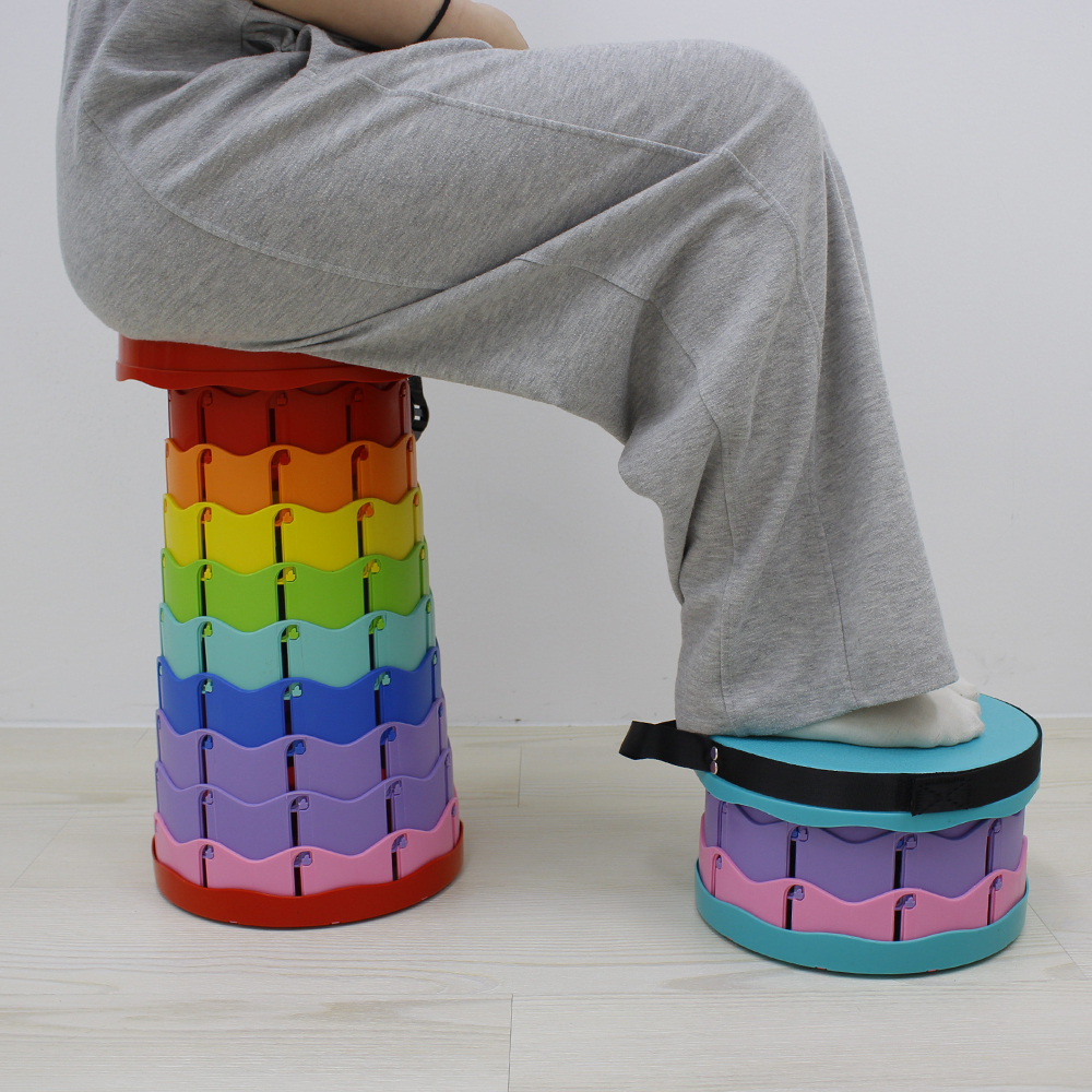 레인보우 무지개 폴딩의자 간이의자 높이조절 휴대용 아코디언 캠핑 발받침 45cm - 상세 이미지 2