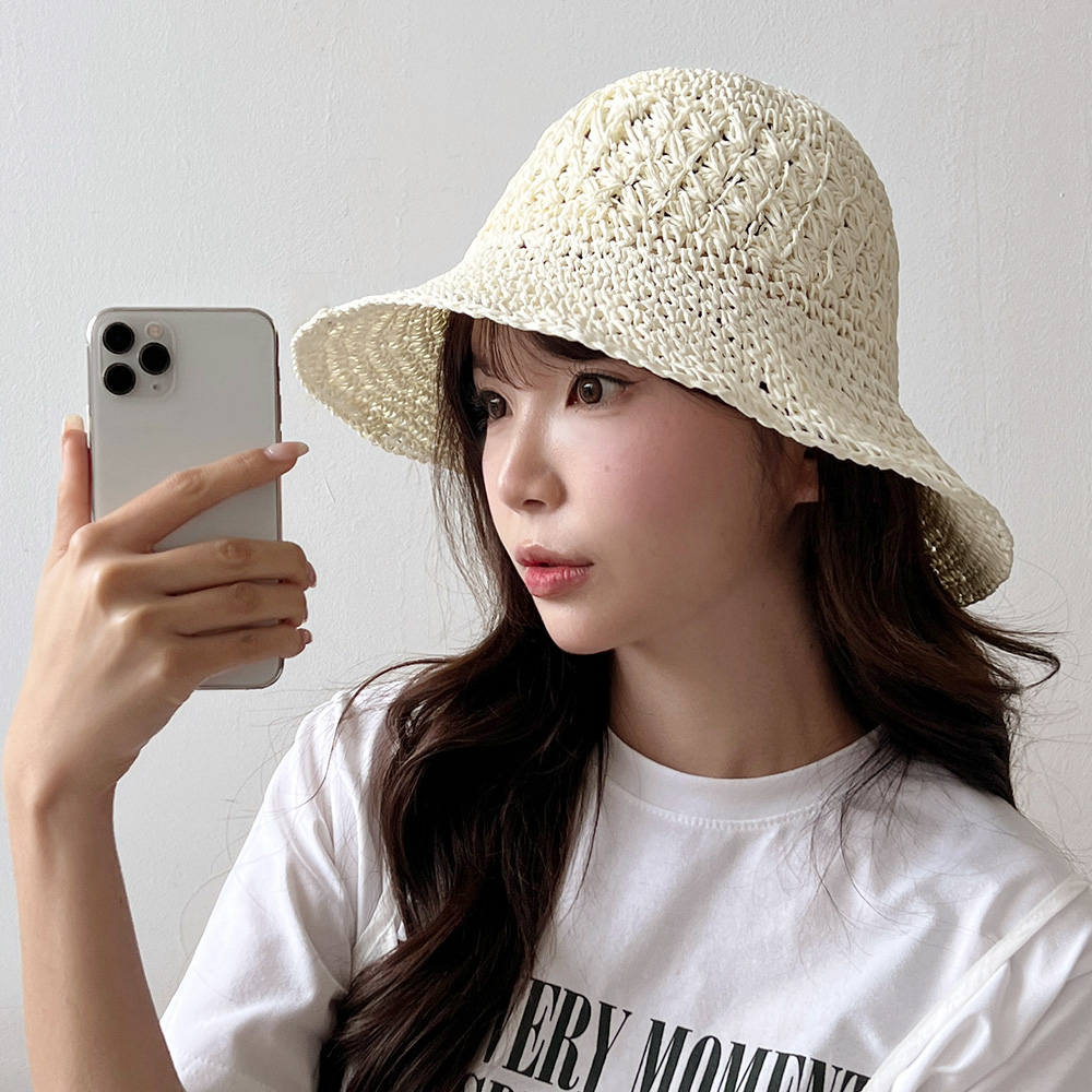 동대문모자 여름 밀짚 왕골 라피아햇 린넨 지사 챙넓은 버킷햇 비치 휴가 해외여행모자 - 상세 이미지 5