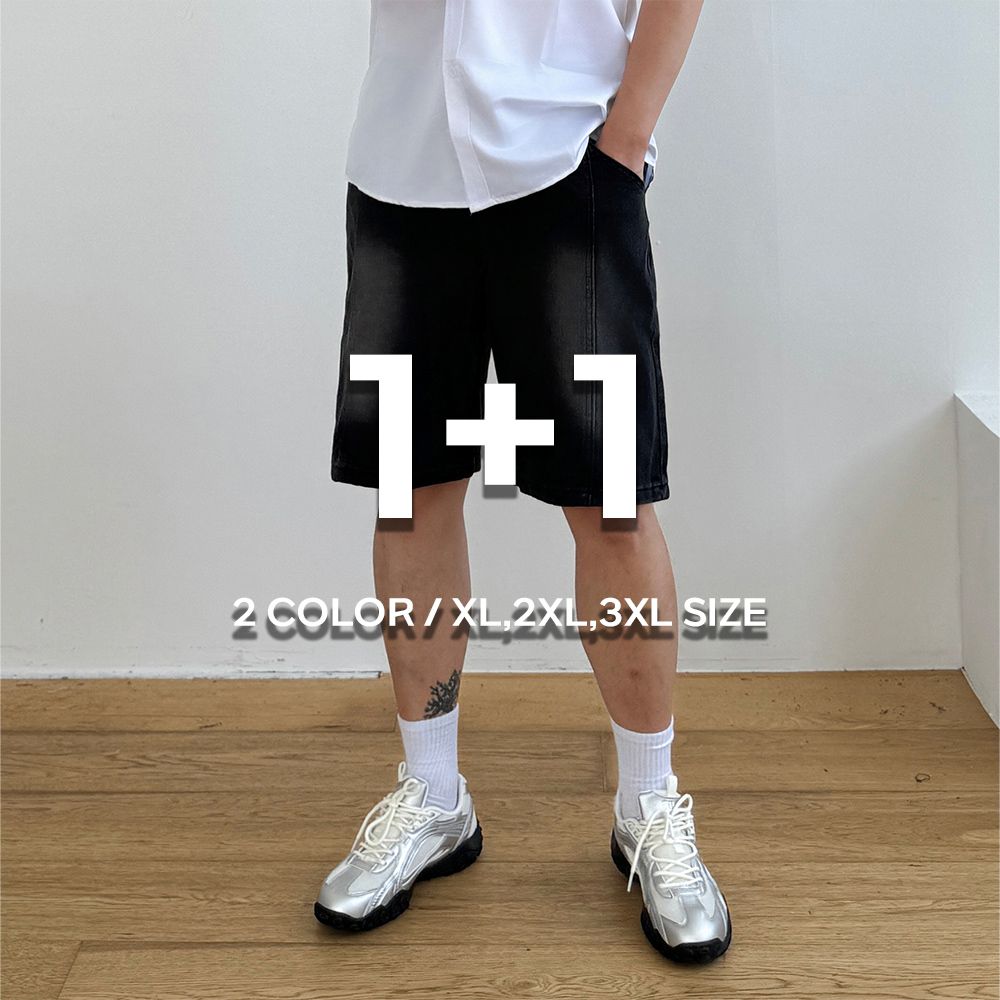 1+1 남성청반바지 남자밴딩청바지 쿨링바지 - 상세 이미지 2