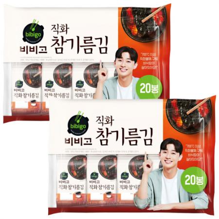 비비고 직화참기름김 4.5gx20봉 90g × 2세트 : 멍균관