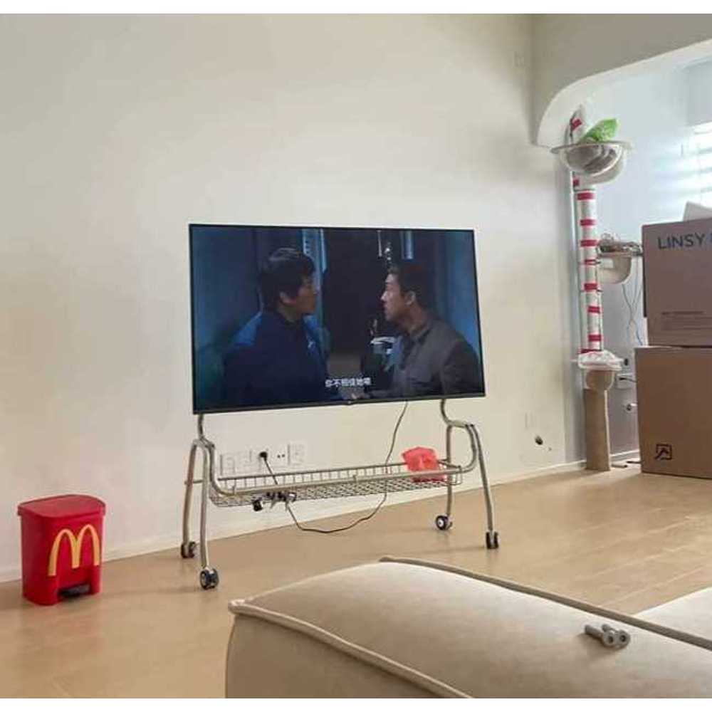 철제 TV거치대 이동식 75인치 스텐 미드센츄리 미니멀 브라운120x36x90cm - 상품 이미지