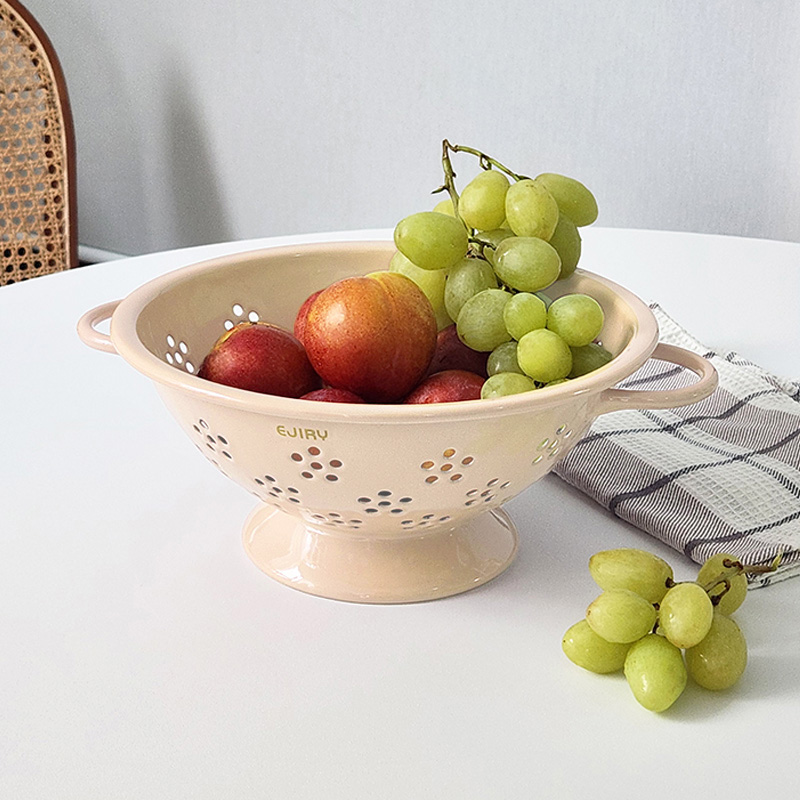 에지리 레모 법랑 콜렌더 소쿠리 타공 채반 과일보관 물빠짐 바구니