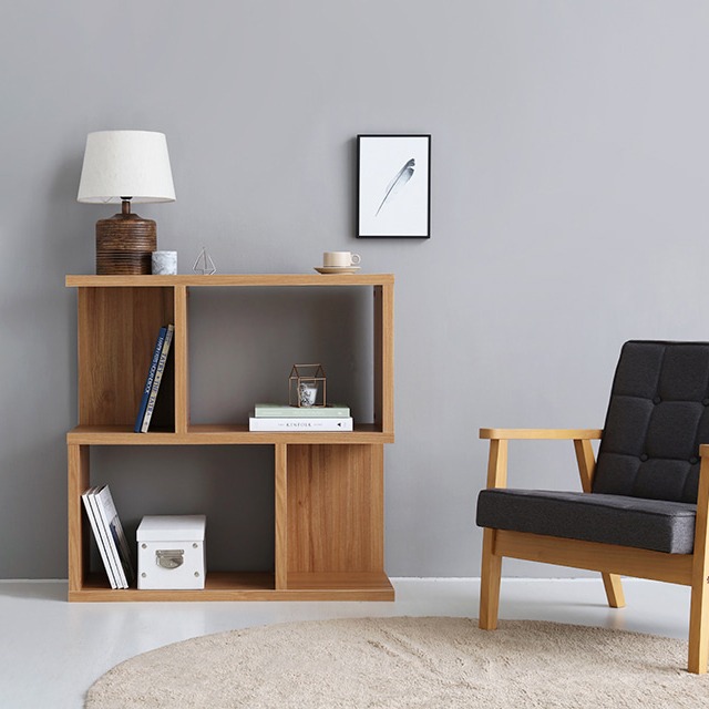 필몬 거실전면 낮은 데일리 책장수납함 공간분리 가벽 가로 2단 파티션 아이방 책장