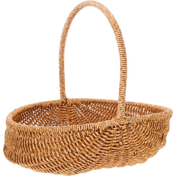 LIFKOME 플라스틱 등나무 피크닉 바구니 손잡이 직조 수납 홈 웨딩 장식용 27cm 27x27cm : 에이아이마켓1