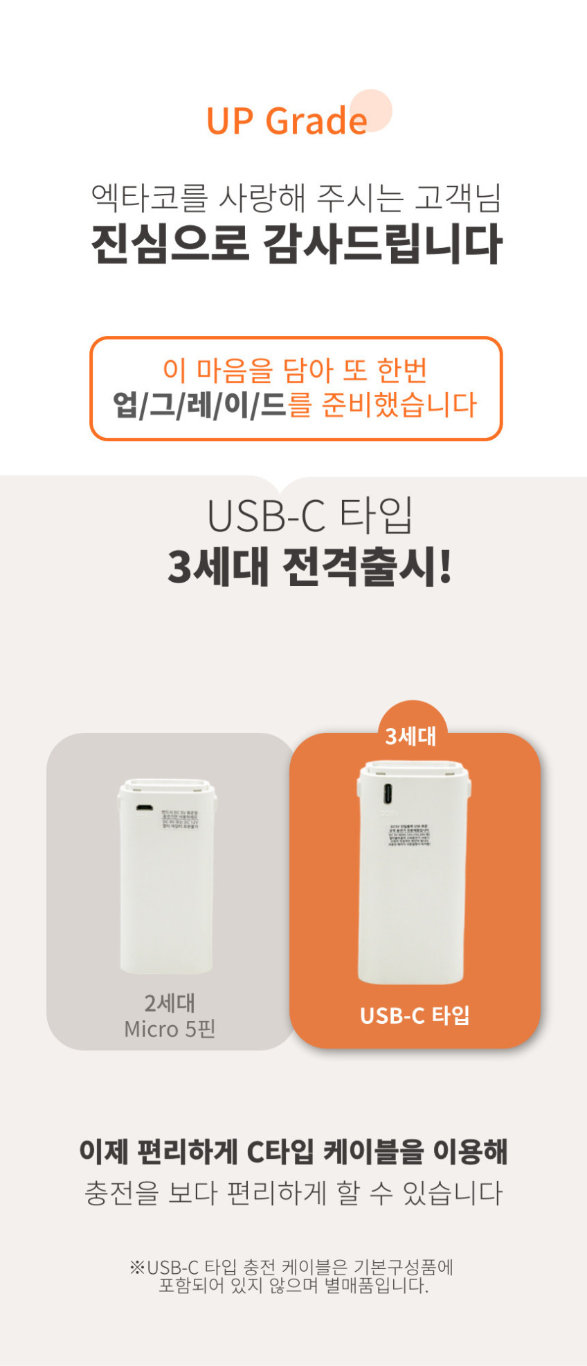 엑타코 오리지널 5200 (3세대/C-TYPE) 대용량 보조배터리 겸용 미니 휴대용선풍기 (크래들별매) 판매처 상세 정보 이미지 2