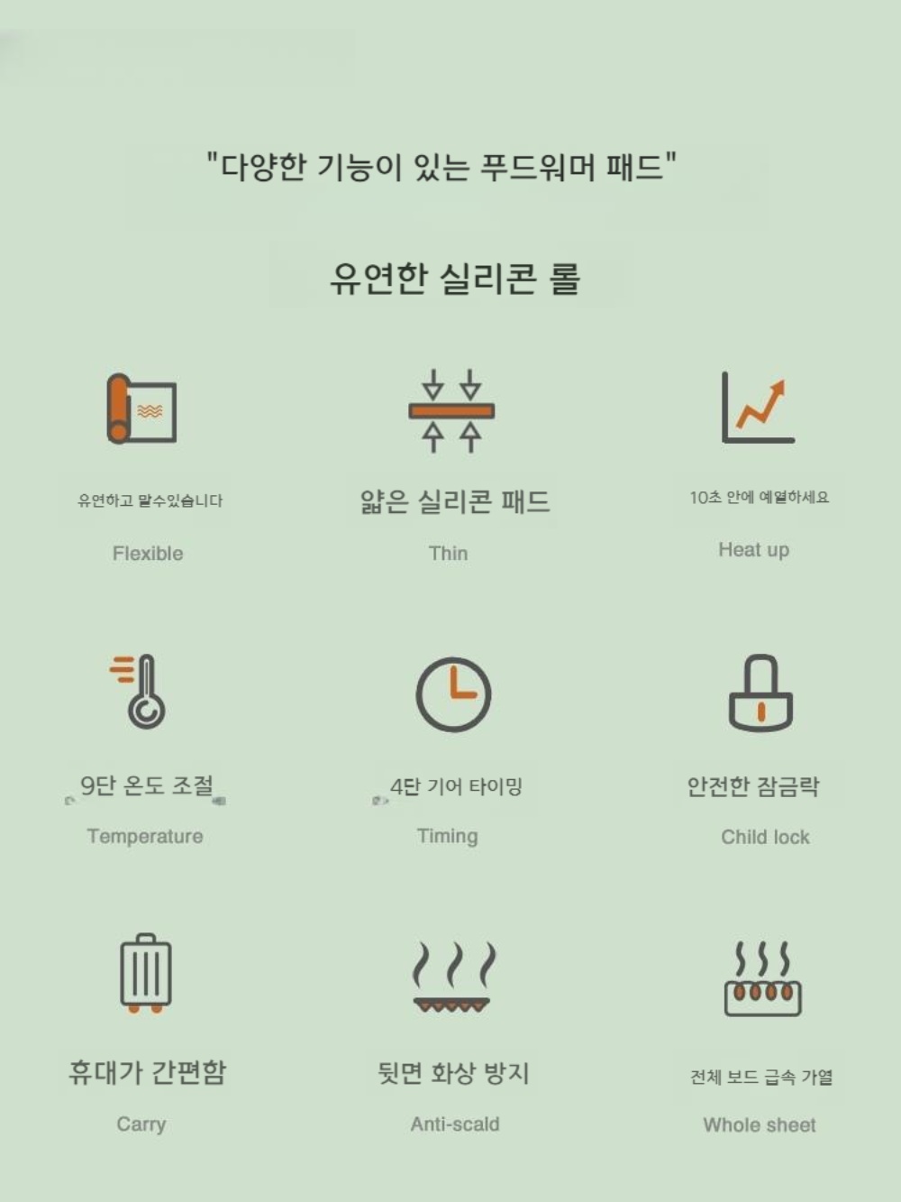 푸드워머 매트 다이닝 매직 워머 온열패드 푸드 실리콘 온열 식탁패드 보온판 음식 항온 - 상세 이미지 3