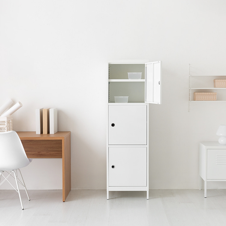 MKB 캐비넷 3문 수납장 479x457x1594mm, 3단, 화이트 0893.9007 - 상세 이미지 3