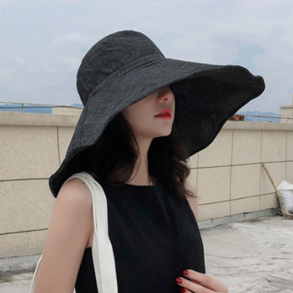 창큰모자 챙 긴 창 넓은 깊은 여름 휴양지 바캉스 린넨 버킷햇 - 상세 이미지 4