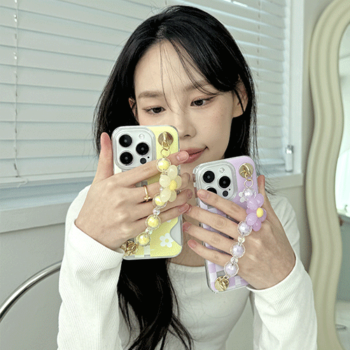 [TC] 트라이코지 디자인 카드 투명 하드 케이스[플라워 하프+체인 스트랩]