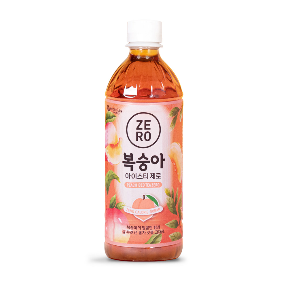 맥널티 아이스티 제로 음료 복숭아, 500ml, 24개 - 상품 이미지