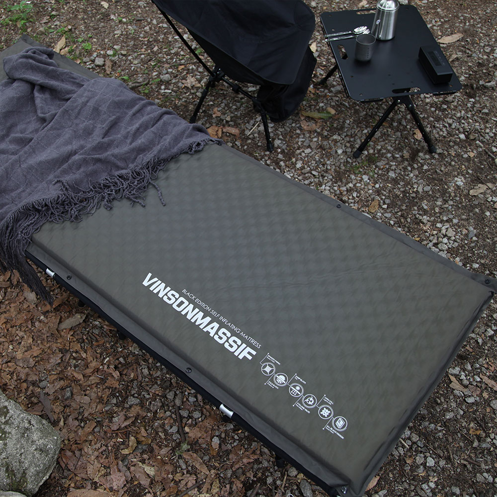 빈슨메시프 프리미엄 자충매트 캠핑 차박 피크닉 휴대용 에어 캠핑매트 싱글, 5cm, 블랙