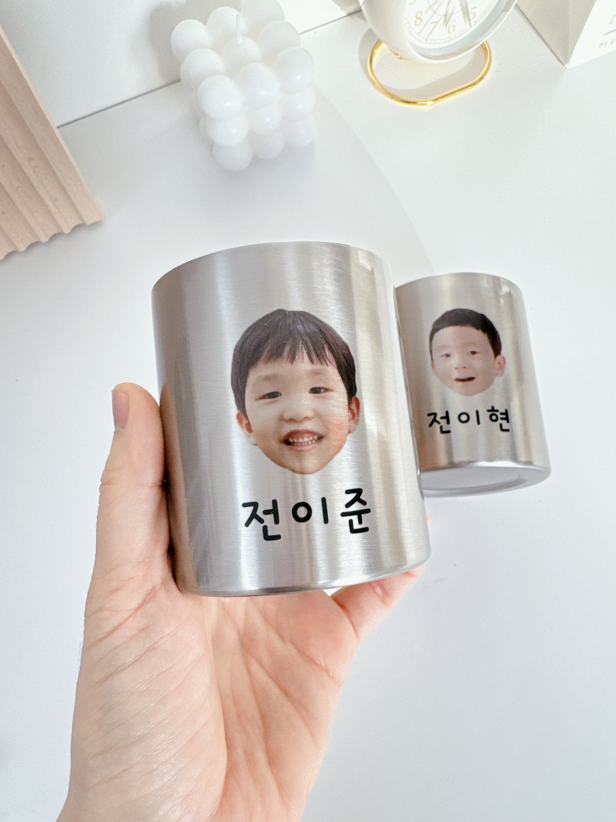 얼굴 스텐 양치컵 물컵 어린이집 유치원 304 스테인리스 수료 졸업 입학 단체선물 얼굴사진 - 상세 이미지 5