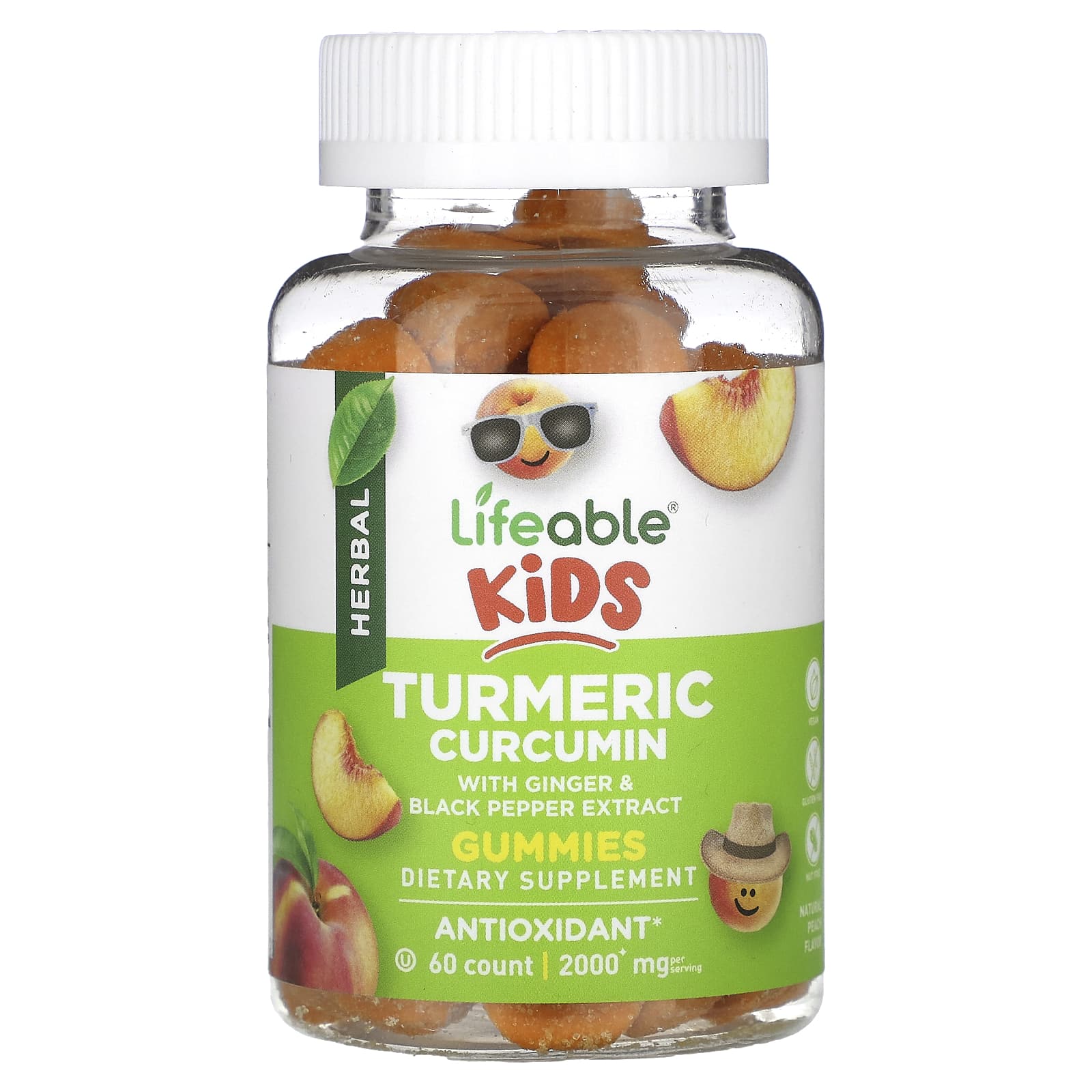라이퍼블 Kids 터메릭 커큐민 구미젤리 내추럴 피치 1000 mg 60 구미 - 메인 이미지