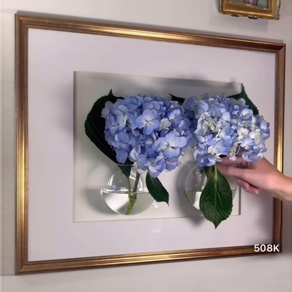 벽걸이 유리 화병 인테리어 소품 거실 벽걸이 철제 액자 벽장식 프레임 꽃병