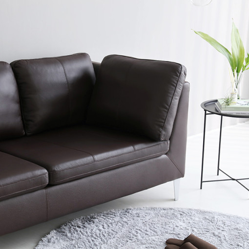 천연 소가죽 3인용 소파 넓은쇼파 다크브라운