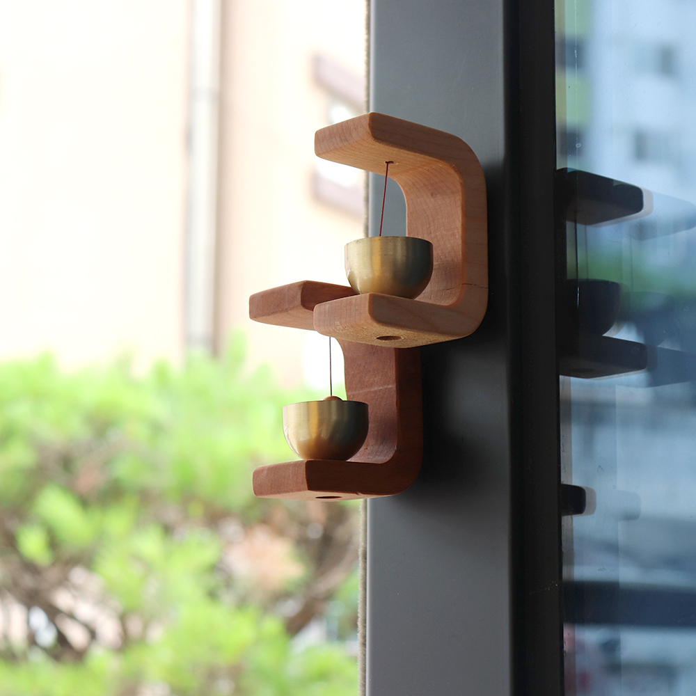 감성모먼트 우드 도어벨 현관종 원목 각인 제작 미니 나무 풍경 자석