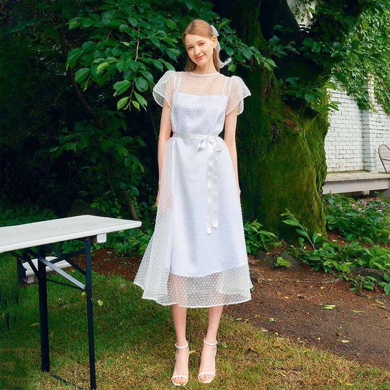 DAISY See-through Petal sleeve Lace dress_white - 상세 이미지 4