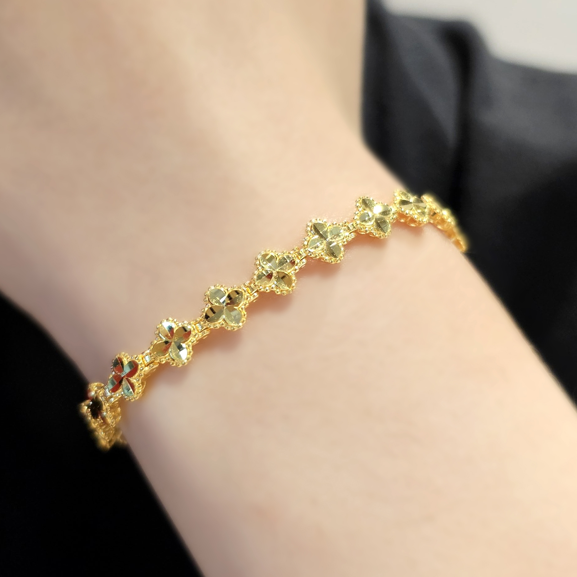 24k 네잎클로버 체인 여자 순금팔찌 - 상품 이미지