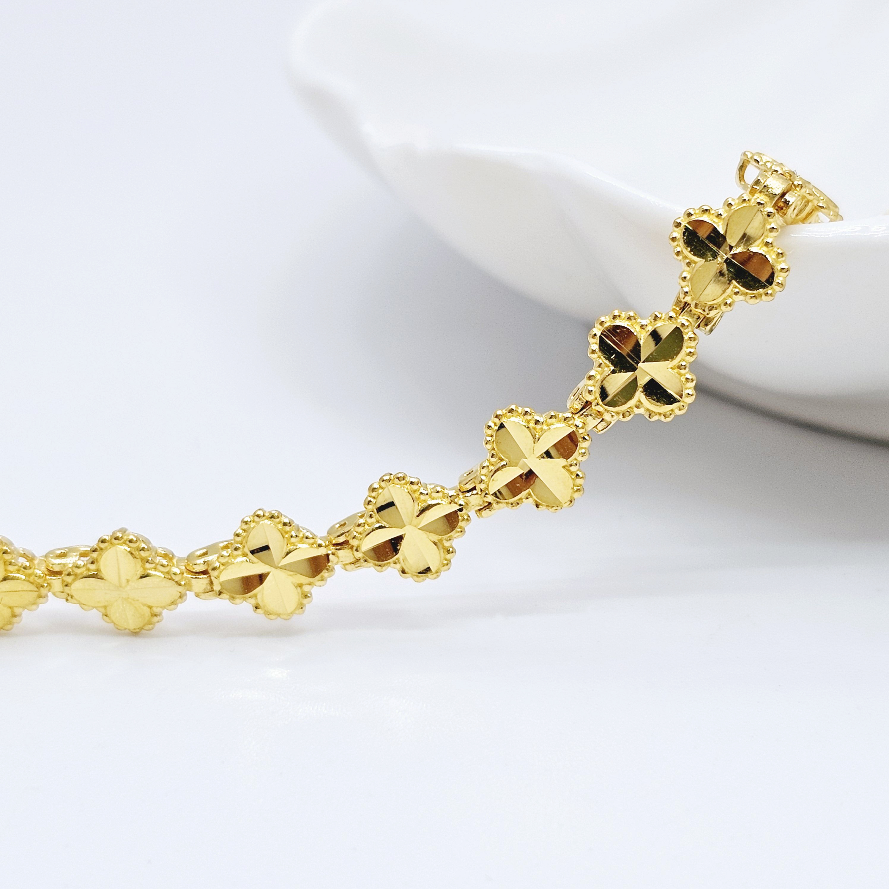 24k 네잎클로버 체인 여자 순금팔찌 - 상세 이미지 4