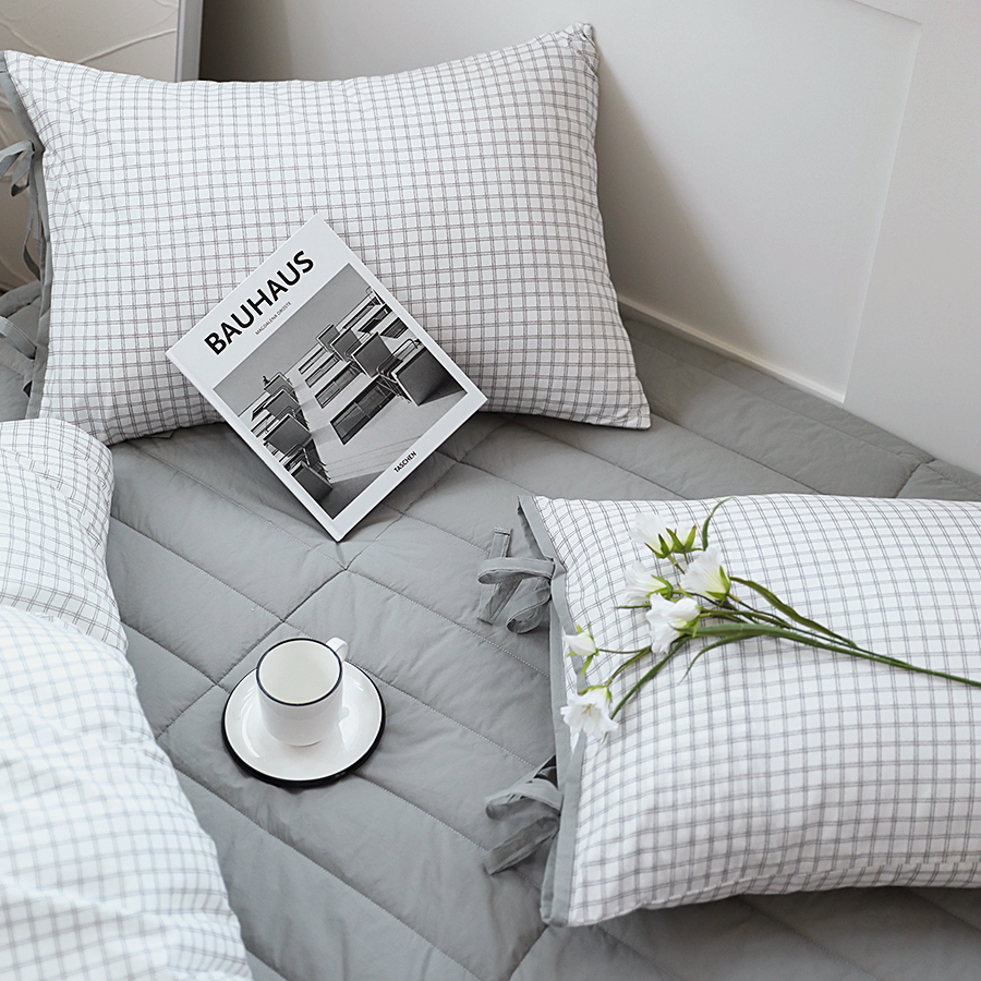 사계절 차렵이불 순면60수 이음선없는 광폭 호텔식 옥수수솜 더블 체크 이불 SS