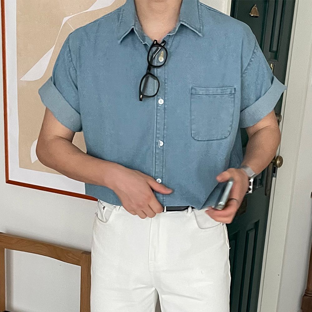 남자데님셔츠 남성여름남방 남자청남방 - 상세 이미지 2
