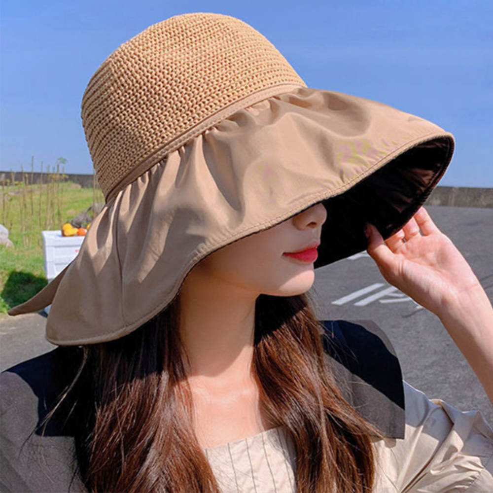 썬캡 모자 햇빛 선캡 산책 여름 차단 UV 자외선 여자 가리개 조깅 챙넓은 여성 돌돌이 - 상품 이미지