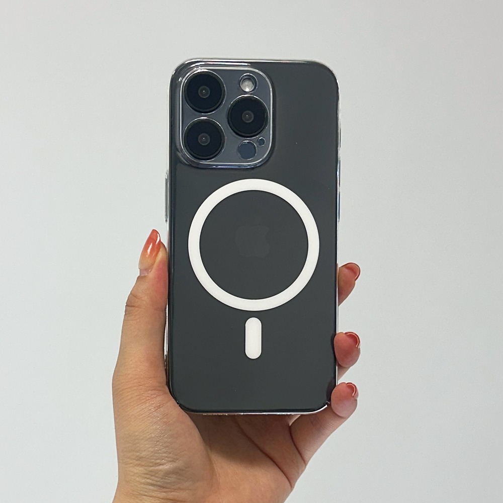 168cm 맥세이프 케이스 초슬림 풀커버 변색없는 생폰 하드 투명, 아이폰15 프로