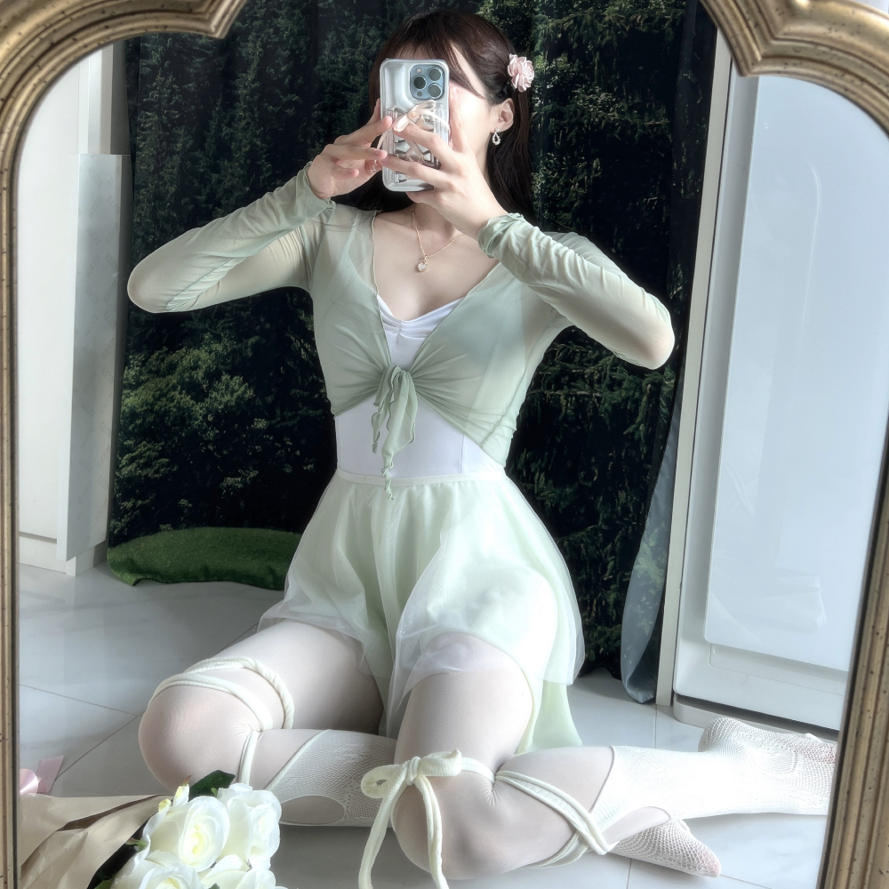 성인발레복 시스루 볼레로 메쉬 발레워머 폴댄스 폴웨어