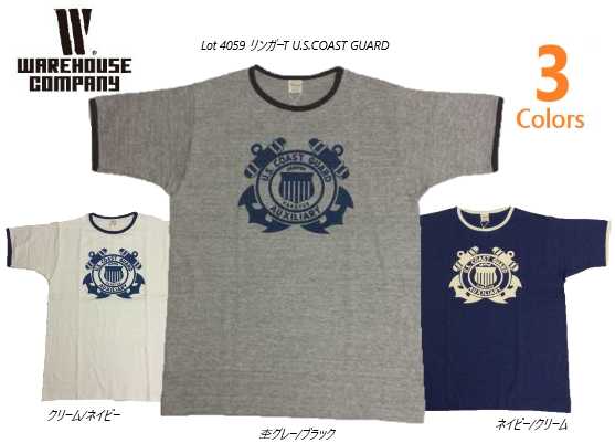 웨어하우스 WAREHOUSE 4059 U.S.COAST GUARD 남성 반팔 티셔츠 - 메인 이미지