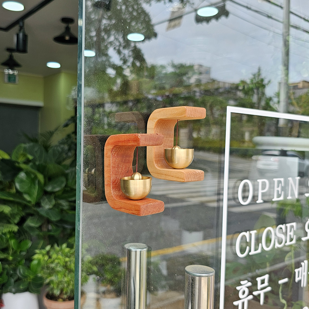 감성모먼트 우드 도어벨 현관종 원목 각인 제작 미니 나무 풍경 자석