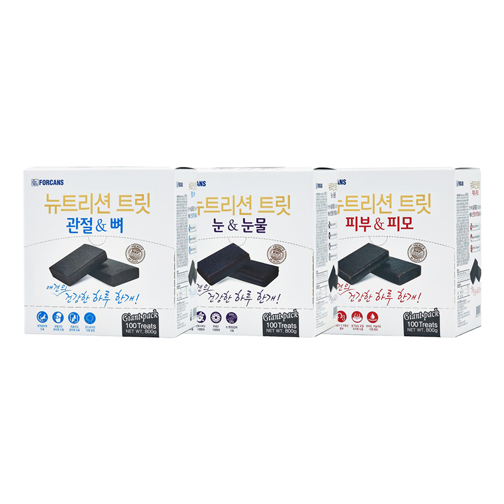 뉴트리션 강아지 반려견 영양 트릿 100P (눈/관절/피부) 3종 - 상품 이미지