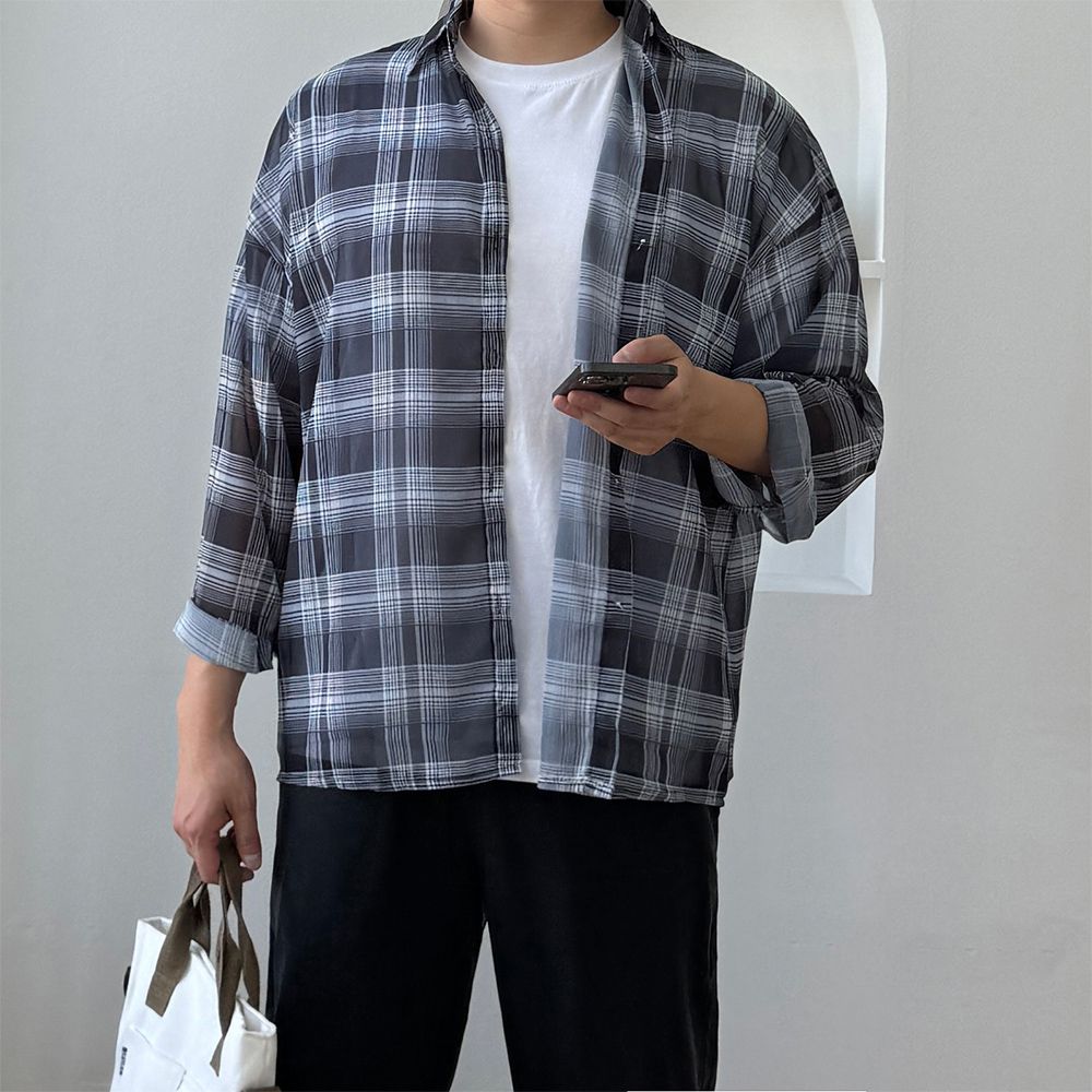 1+1 구김없는와이셔츠 남자시스루셔츠 - 상세 이미지 5