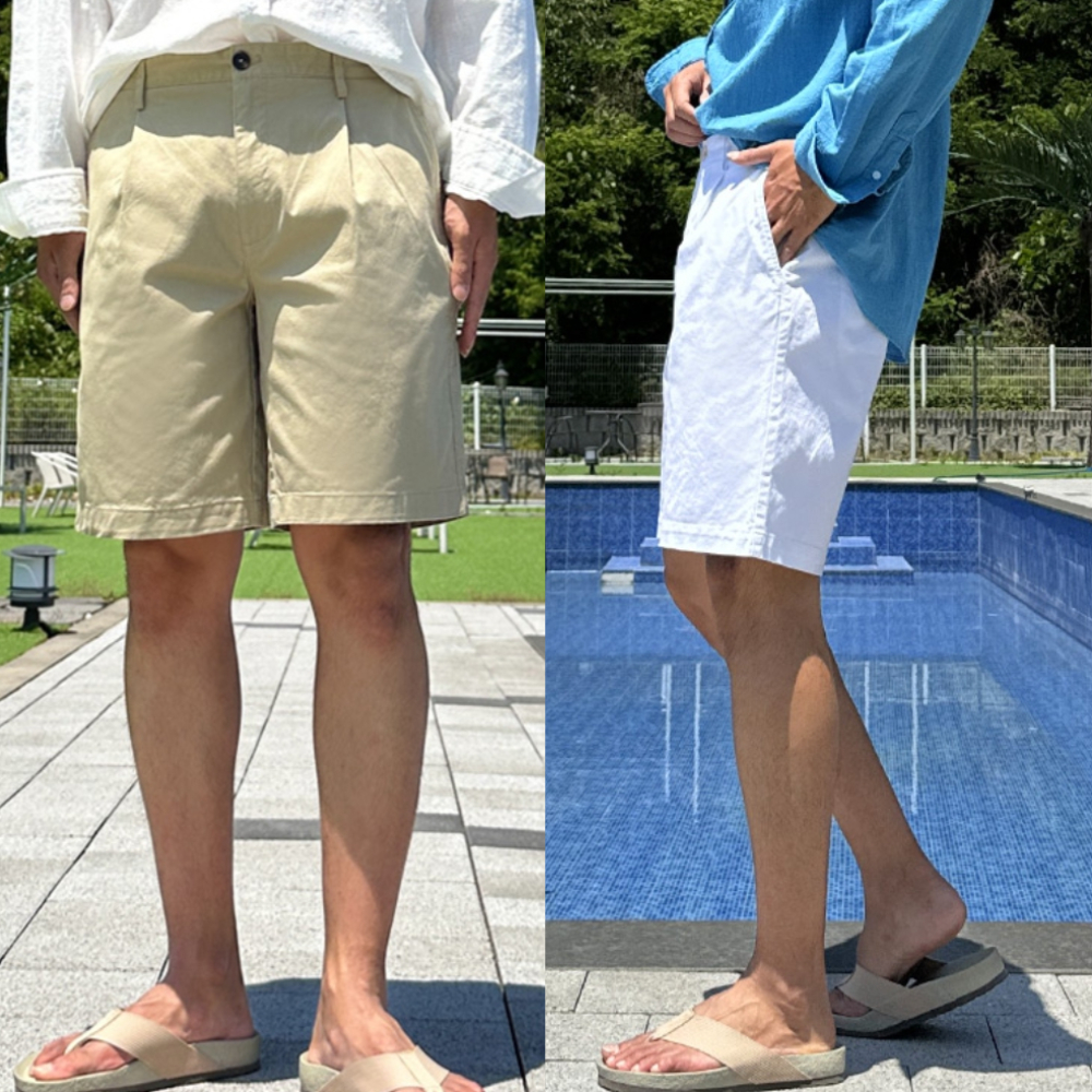 남자 멀더 여름 5부 핀턱 와이드 치노 쇼츠 반바지 빅사이즈