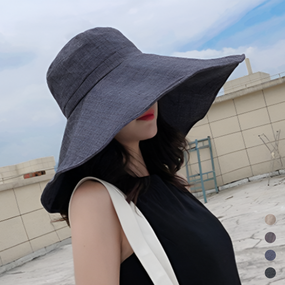 창큰모자 챙 긴 창 넓은 깊은 여름 휴양지 바캉스 린넨 버킷햇 - 메인 이미지
