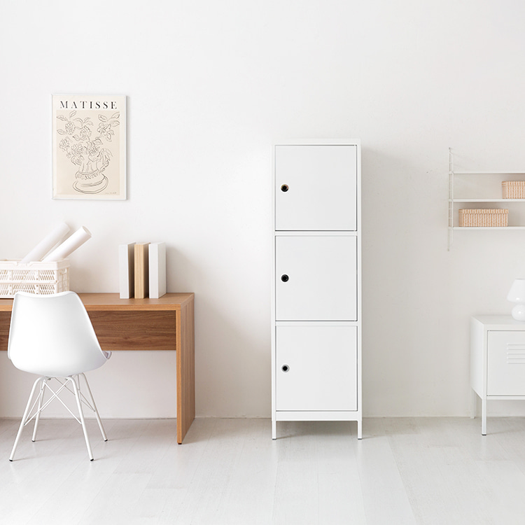 MKB 캐비넷 3문 수납장 479x457x1594mm, 3단, 화이트 0893.9007 - 상세 이미지 5